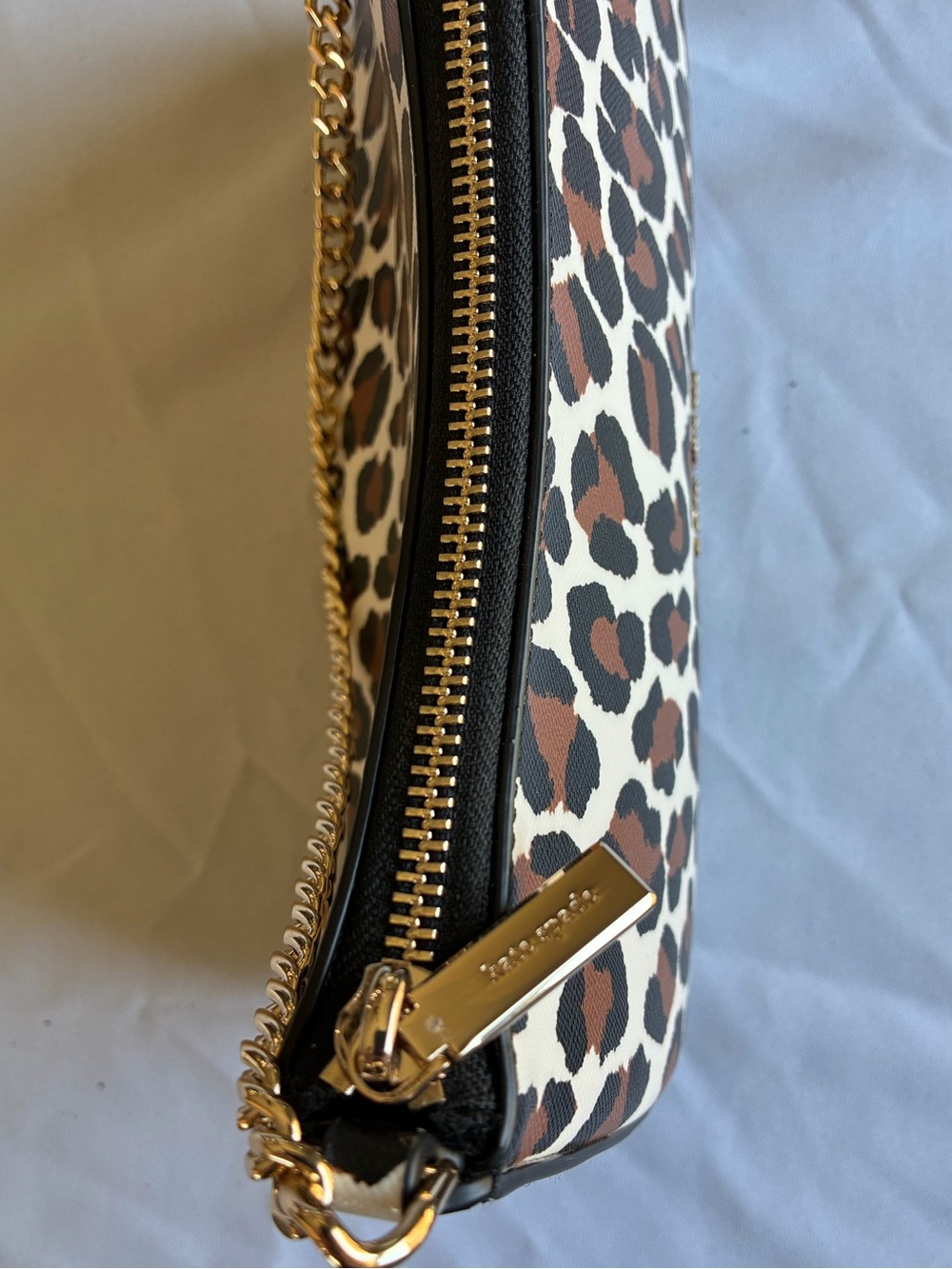 Kate Spade Leopard Print Chain-Handle Shoulder Bag in Brown/Black/Cream - Picture 3 of 5
